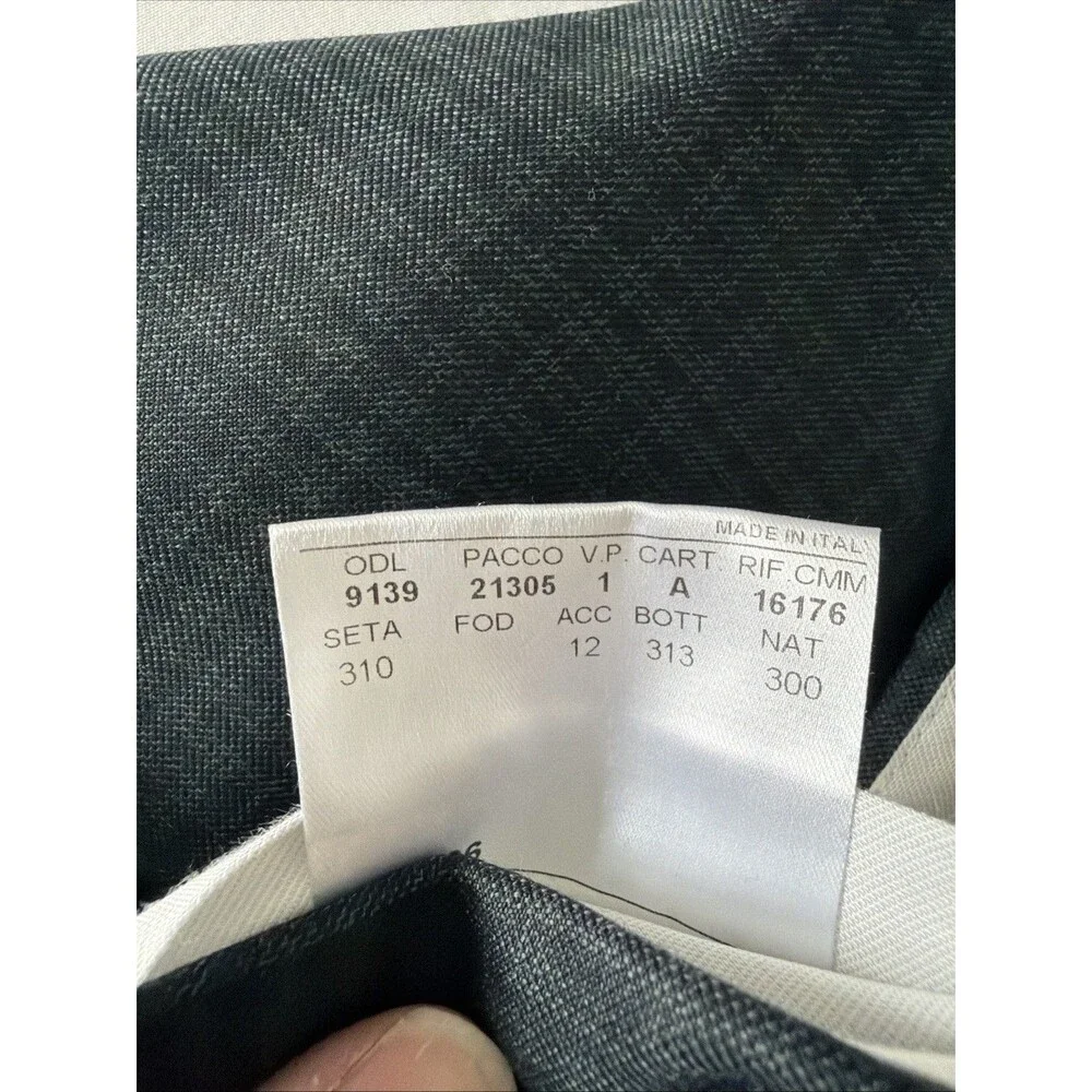 Canali Mens 35x32 IT 52 100% Wool Dress Pants Gray Check Flat Front Made N Italy - Picture 8 of 16